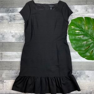 WHBM ruffle hem cap sleeve lbd black dress 10